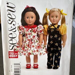 Butterick See & Sew B6371 Size 18" Doll Clothes Pattern Uncut 2016